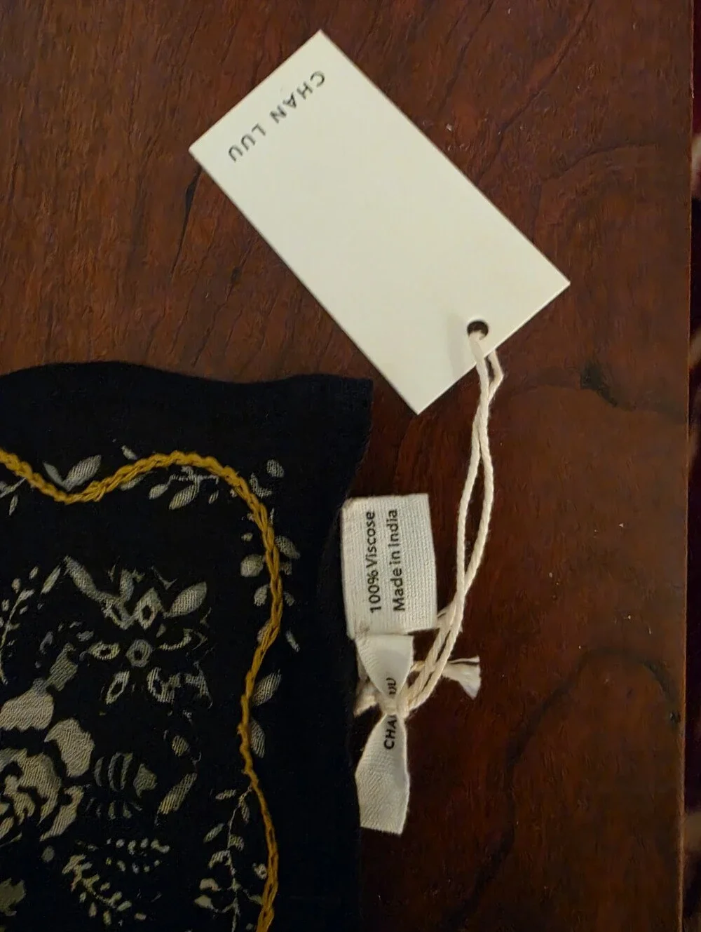 Chan Luu Black Embroidered Bandana